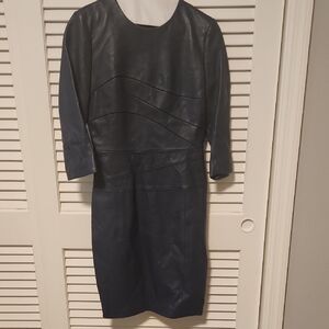 ANTONIO MELANI Navy Blue Leather Dress